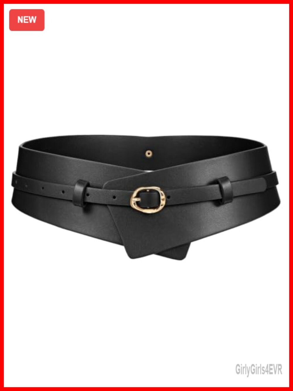 Women's Wide PU Leather Belt with Gold Buckle 2-in-1 Detachable Waist Belt